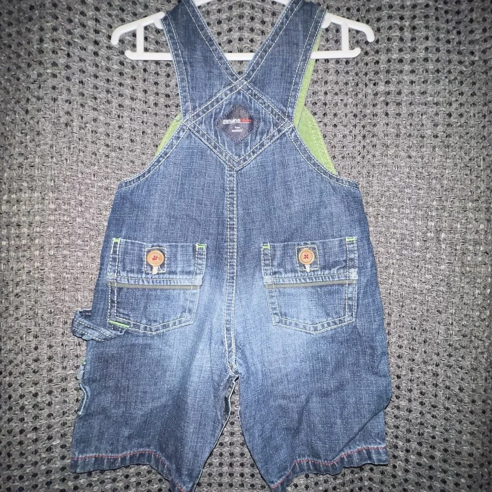 Oshkosh 3M Genuine Denim Bib Overall Baby Snap One Piece Blue Country Photo Prop
